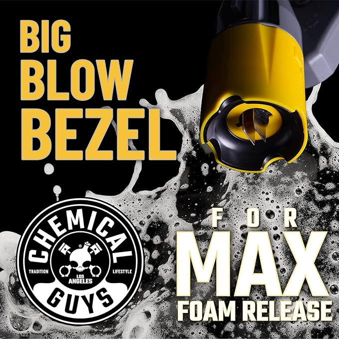 Chemical Guys, Big Mouth Max Foam Cannon for Pressure Washers, 34 oz Bottle | Thick clinging shaving-cream foam, wide-mouth fill, adjustable nozzle and stainless fittings for cars and home