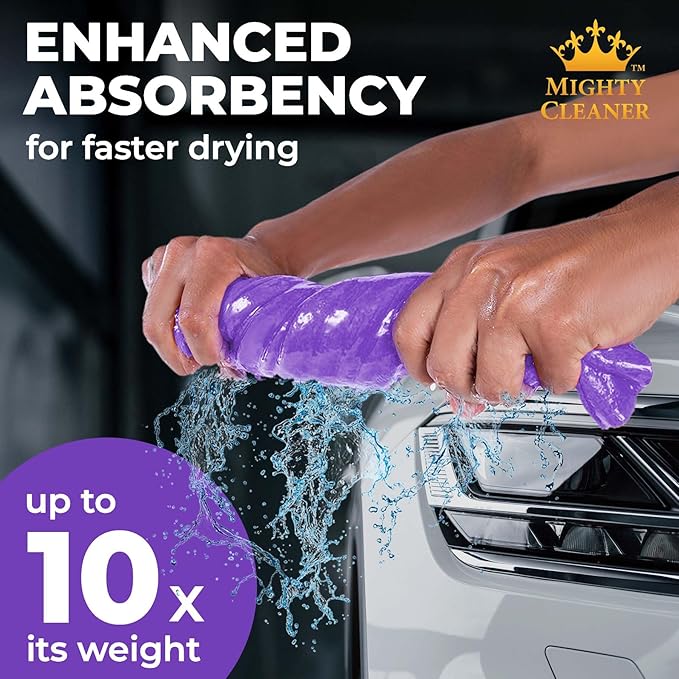 Premium XL Shammy Towel for Car - 34”x25” - Super Absorbent Chamois Cloth - Spots & Scratch-Free - Reusable Car Drying Towel