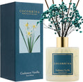 Reed Diffuser - Cashmere Vanilla 17 Fl.oz Reed Diffuser with 8 Sticks Scented Diffuser with Preserved Flowers for Bathroom Home Decor