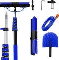 26FT Reach Solar Panel Cleaning Brush Kit with 5-20FT Telescoping Pole, 33FT Hose, 20" Water Fed Brush, Soap Dispenser, Cobweb Duster, Squeegee & High Ceiling Duster for Roof, RV, Gutter, Boat, Deck