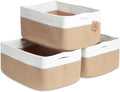 NaturalCozy Storage Baskets 16.8”x13”x7.6” Cotton Rope Woven Baskets for Organizing 3-Pack | Toy Storage Bins | Basket for Shelves, Laundry, Blanket, Clothes, Closet, Kitchen, Bathroom, Gifts