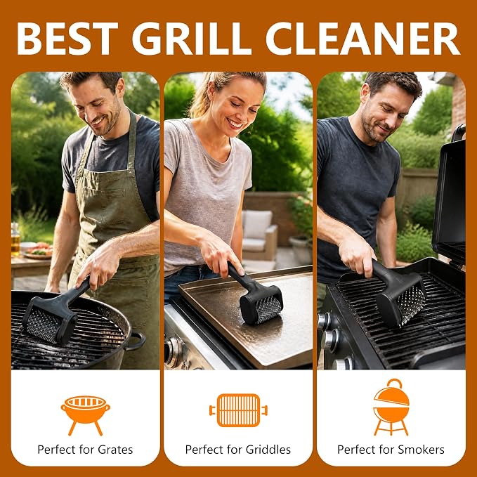 Electric Grill Brush for Outdoor, 2600mAh Upgraded BBQ Grill Cleaner with LED Light, 2-Speed Adjustable Gear, 450RPM Cordless Grill Brush, Grill Cleaning Brush with 150Mins Runtime