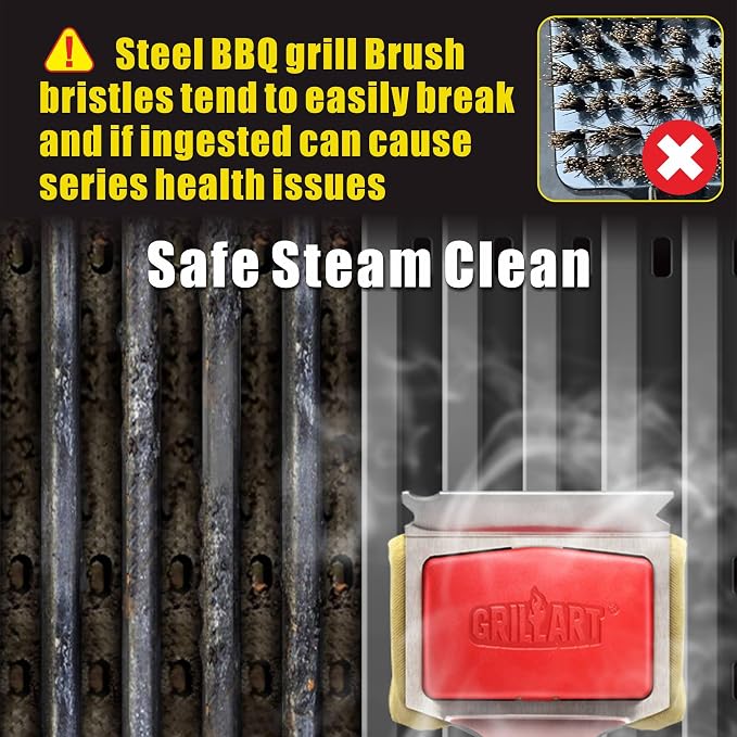 GRILLART Grill Brush Bristle Free, Replaceable BBQ Cleaning Pad (No Handle), Safe Replacement Cleaning Pad/Head for Cast Iron/Stainless Steel Grates - Deep-Reach | Safe Refill Replacement Head for All Grates, Safe No Wire, Durable Heat-Resistant, Effec...