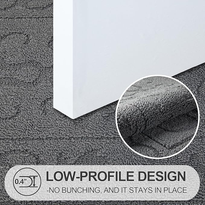 FONEYI Indoor Door Mat 32" x 48", Dirt Trapper Door Mats Non-Slip Entryway Rugs Washable, Absorbent Resist Dirt Welcome Mat, Low Profile Inside Floor Mats for Front Back Door and Entryway, Grey