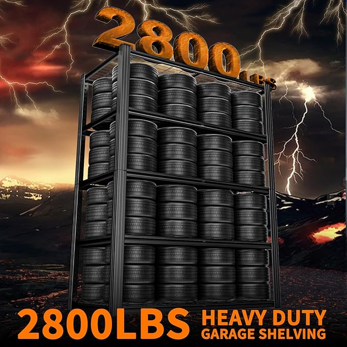 48" W Garage Shelving Heavy Duty,2800LBS Storage Shelves,5-Tier Adjustable Metal Shelving Utility Shelf Rack Garage Storage Organize for Storage Industrial, Warehouse, Basement