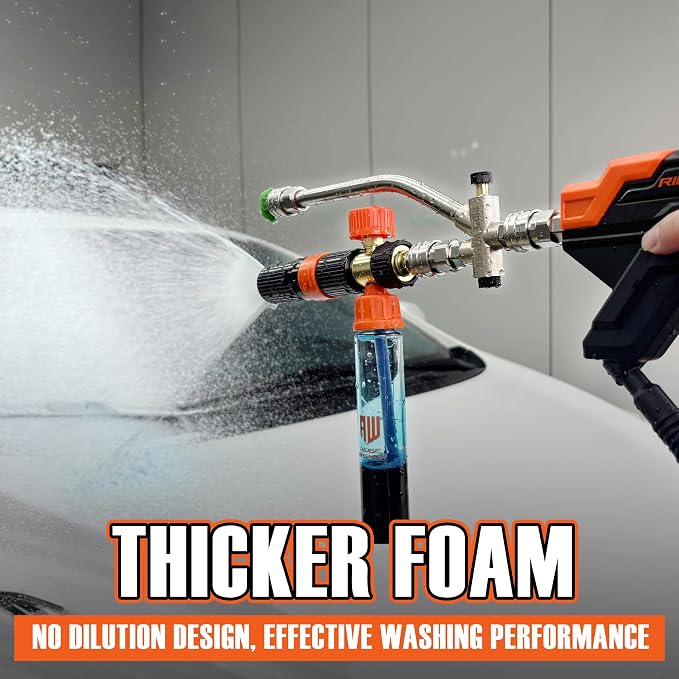 Ridge Washer Mini Foam Cannon Gun with Dual Connector, 100 ML | No Dilution Required, 1/4" Quick Connect, 4000 PSI