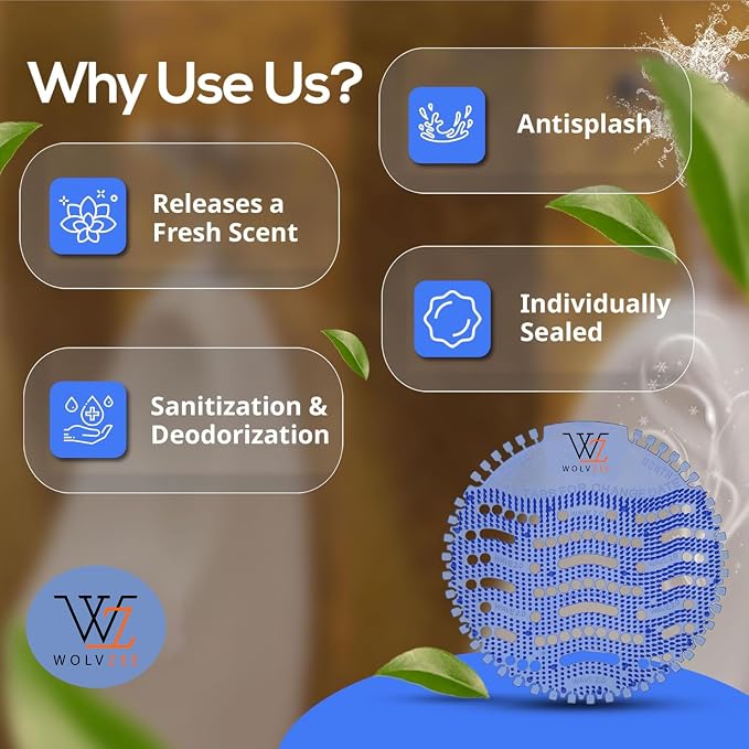 Urinal Screen Deodorizer (24 Packs) with 48 Gloves | 1 Fresh Scents OceanBreeze | Urinal Cakes |Anti-Splash - Odor Protection for Toilets in Bathroom Restaurant Office Stadium School