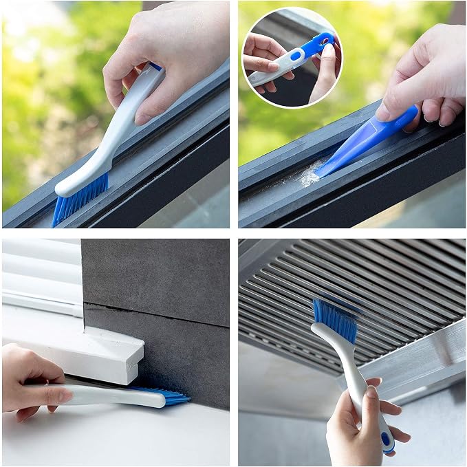 2 Pcs Cleaning Brush Small Scrub Brush for Cleaning Sink Bathroom Kitchen Edge Corner Grout Household Use with Handle