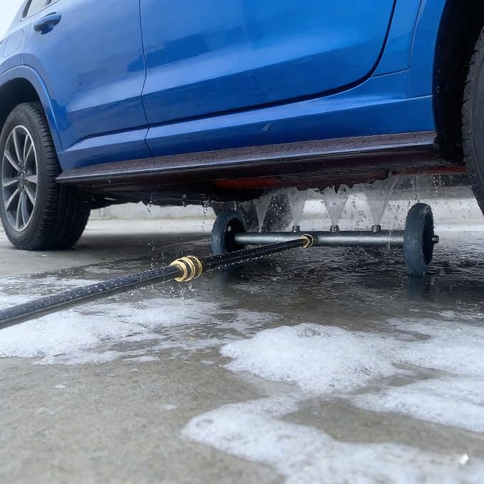 Hourleey Pressure Washer Undercarriage Cleaner, 16 Inch Power Washer Surface Cleaner, Undercarriage Water Car Broom Attachment with Extension Wand, 4000 PSI