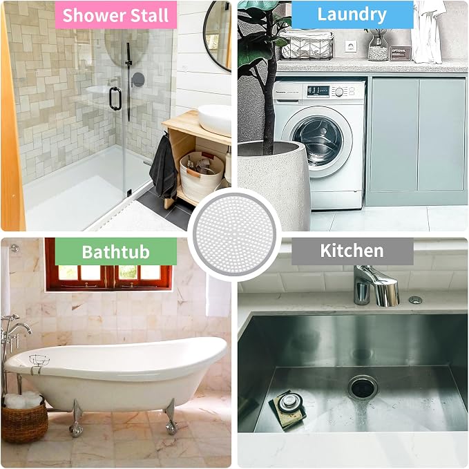 Ohtomber Shower Drain Hair Catcher - 4.72" 4PCS Stainless Steel Shower Stall Sink Drain Cover Strainer,Bathtub Hair Filter Trap Stopper, Bathroom Floor Screen Protector with Silicone Rim