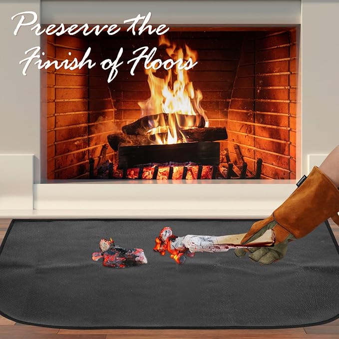 INNO STAGE Fireplace Rugs Blanket Fire Resistant 24 X 36 X 0.04 Inch | D Shape, Fire-proof Hearth Mat Carpet, Protector in Front of Stove, Decks, Indoor, Outdoor, Fire Pit, Grill&Floor