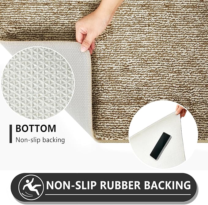 REFETONE Indoor Doormat, Front Door Mat 32"x48" Absorbent Rubber Backing Non Slip Back Door Mats, Washable Low-Profile Inside Floor Mat Door Rugs for Entryway, Resist Dirt Mud Mat for Dogs, Coffee