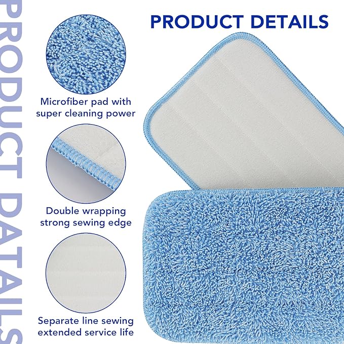 Replacement Microfiber Pad for Rubbermaid Commercial 18 Inch and 17 Inch Mop - 3 Pack Wet & Dry Commercial Cleaning Reusable Mop Refills Fit for Any Microfiber Flat