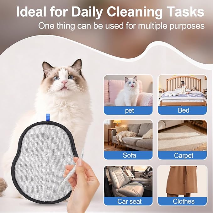 Pet Hair Removal Glove, Electrostatic Grooming Mitt for Dogs & Cats | Electrostatic pet hair remover tool with 5-finger design. Washable reusable for cats, dogs, sofas and furniture.