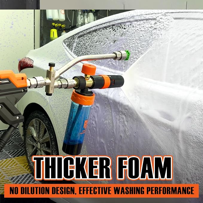 RIDGE WASHER Power Washer Gun Mini Foam Cannon with Dual Connector, 200 ML | No Dilution Required, Stainless Steel Gun for Foam Blaster, 1/4" Quick Connect, 4000 PSI