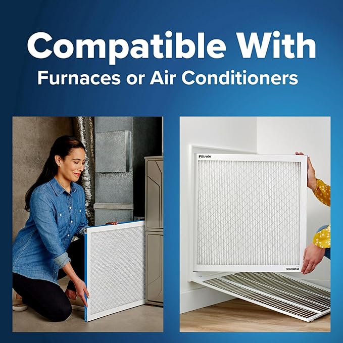 Filtrete 18x18x1 AC Furnace Air Filter, MERV 13, MPR 1900, Premium Allergen, Bacteria & Virus Filter, 3-Month Pleated 1-Inch Electrostatic Air Cleaning Filter, 6-Pack (Actual Size 17.81x17.81x0.78 in)