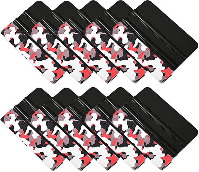 EHDIS 10pcs Vinyl Squeegee 4 Inch Car Vinyl Scraper Decal Applicator Window Tint Wallpaper Smoothing Tool with Black Fabric Felt Edge-Black