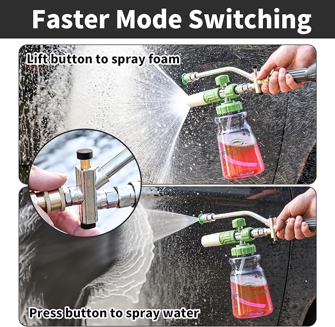 FENG PAI Pressure Washer Foam Cannon Dual-connector Accessory, 7 Power Washer Sprayer Nozzle, 1/4" Quick Connect Double Tip Attachment For Soap Cannon