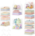Yuyetuyo 6 Tier Raised-Height Hanging Closet Organizer, Stackable Sweater Organizer for Closet, Wire Storage Basket Bins for Clothes Purse Shoes, Hanging Shelves with 4 Hooks & 3 Dividers Adjustable