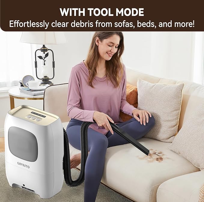 GAVASTO Pro Touchless Vacuum Automatic Dustpan - Ultra Fast & Powerful - Great for Sweeping Salon Pet Hair Food Dirt Kitchen, Canister Vacuum Cleaner Trash Can, Bagless, Auto Sensors, 1500 Watt-White