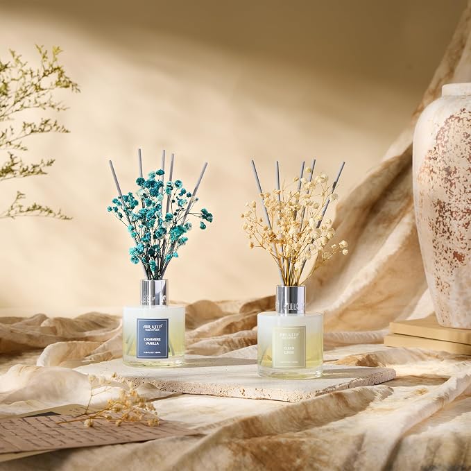 Reed Diffuser 3.38 oz (100ml) 2pk,Clean Linen/Cashmere Vanilla Scented Reed Diffuser Set,Reed Diffuser & Oil Diffuser Sticks, Aromatherapy, Home & Kitchen Décor,Fragrance and Gifts