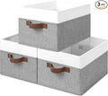 StorageWorks Storage Baskets for Shelves, Foldable Fabric Closet Storage Bins with Handles, Fabric Storage Bins Clothes Organizer, Gray and White, 3-Pack, Large
