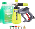 M MINGLE Pressure Washer Gun with Foam Cannon, 64 Fl Oz Car Wash Soap | 5 Power Washer Nozzle Tips, Adjustable Thick Foam, Car Wash Foam Gun for Car Washing, Patio Cleaning, 4000 PSI