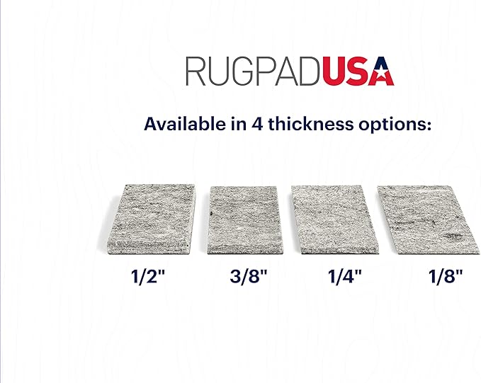 RUGPADUSA - Dual Surface - 8'x10' - 1/2" Thick - Felt + Rubber - Non-Slip Backing Rug Pad - Adds Comfort and Protection - for Hard Surface Floors