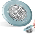 TRAPMATE Reversible Bathtub Drain Hair Catcher, Prevent Clogging Shower Drain Cover, Patend 304 Stainless Steel Drain Strainer for Regular & Pop-up Drain (Teal)