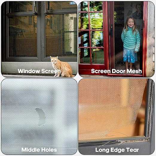14 Sheets Window Screen Patches Repair Kit, Grey/Black 3 Sizes Window Screen Repair Kit for Mesh Screen Door, Strong Adhesive Fiberglass Quick Screen Repair Tape