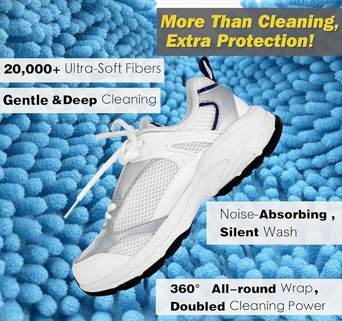 Shoe Washing Machine Bag,Laundry Shoe Bag for Washer and Dryer,Reusable Shoe Cleaning Bag for Sneakers,Tennis Shoes,With Self-locking Zipper, Microfiber Inside,Include Shoe Bag (Lite Blue - 1 Pack)