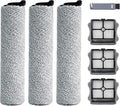 Roller Brush and Filter Replacement Compatible with Tineco iFloor 3/ Floor One S3 Cordless Vacuum Cleaner, Replacement Parts Include 3 Brush Rollers, 3 Filters