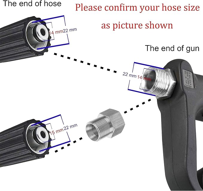 M MINGLE Replacement Pressure Washer Gun with Extension Wand, M22 Fitting | Compatible with M22 14mm/15mm Fitting, 5 Nozzle Tips, 40 Inch, 4000 PSI, for Car/Patio/Driveway Cleaning
