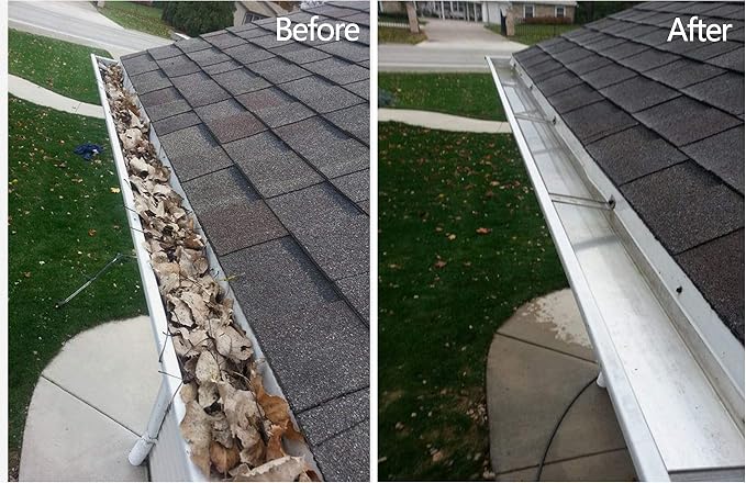 Roof Gutter Cleaning Tool, Gutter Cleaning Spoon and Scoop, Gutter Tool with Unique Shaped Hook to Pull Debris Under Gutter Hangers and Clean Behind Skylights and Other Roof Structures