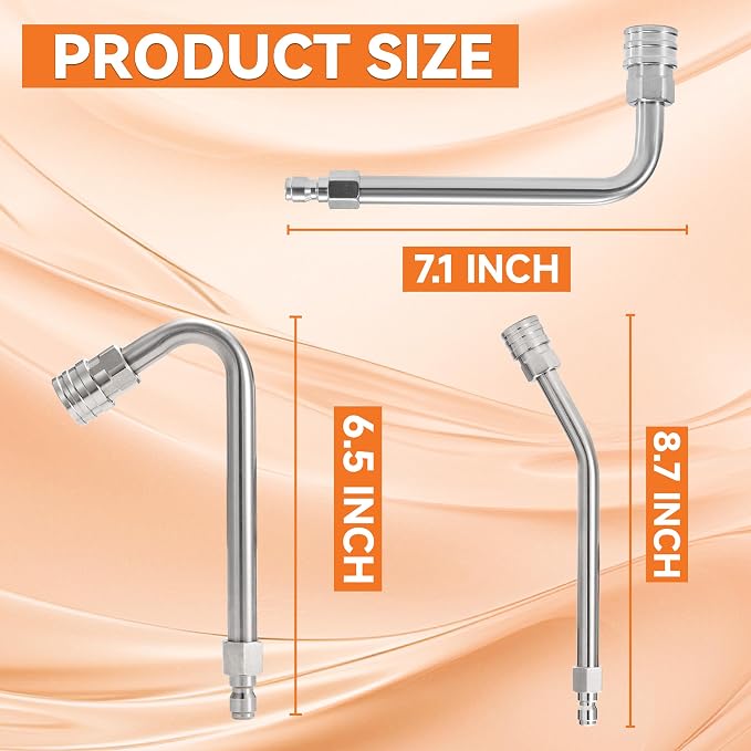 JOEJET Chemical Injector for Pressure Washer with 3 Curved Wands, 1 Liter | Adjustable Power Washer Soap Injector with Nozzle, 30°90°120° Stainless Steel Rods, 1/4 Inch Quick Connect, 3600 PSI