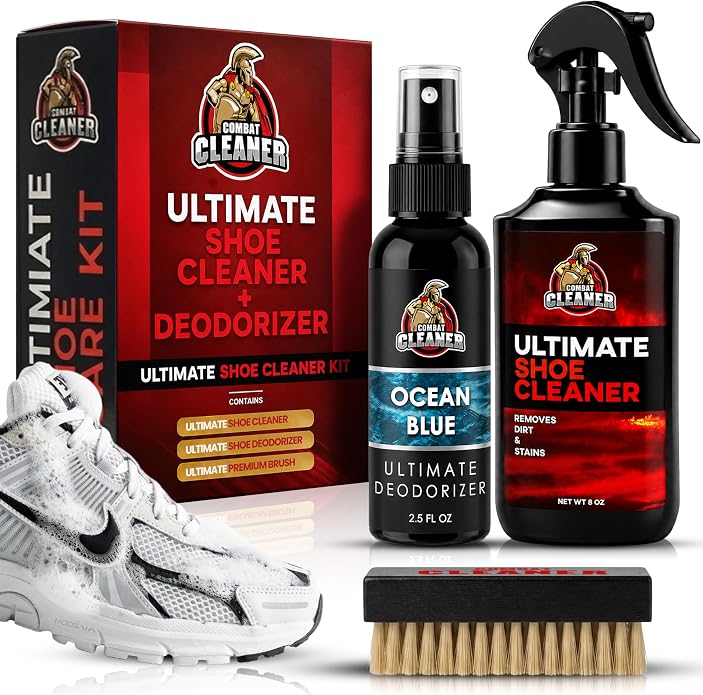 Combat Cleaner Shoe Cleaning Kit – Complete Sneaker Care Solution for Leather, Suede, Canvas, Mesh, Nubuck & More