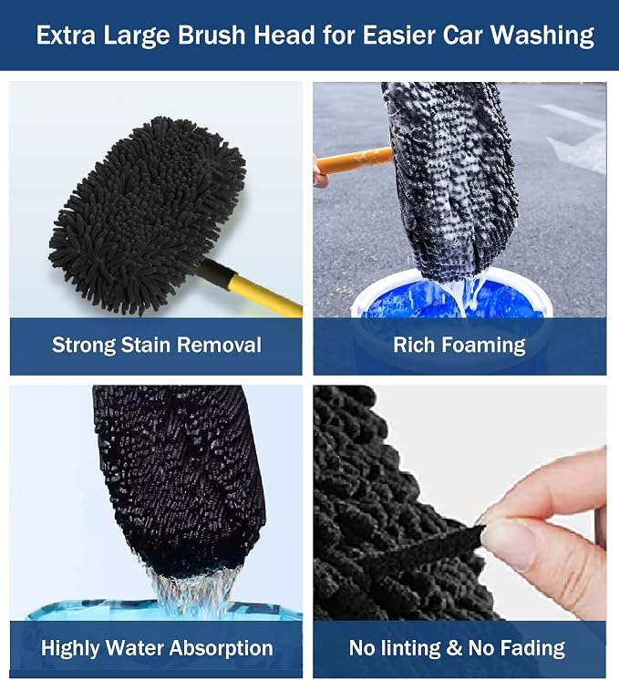 YeewayVeh Car Wash Brush Replacement Cover, Microfiber Mop, Yellow | Compatible with 15° Curved Cleaning Brush Mop, Universal Fit, Detachable & Machine Washable