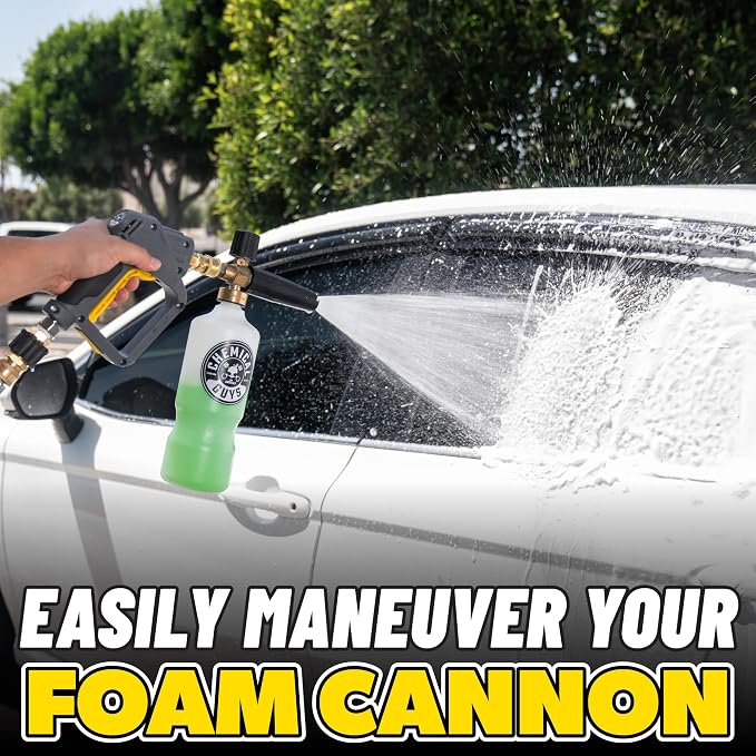 Chemical Guys, Snubby Short Pressure Washer Gun with Foam Cannon Attachment | Short-handle gun fits gas and electric washers for better control, pairs with a foam cannon for thick suds