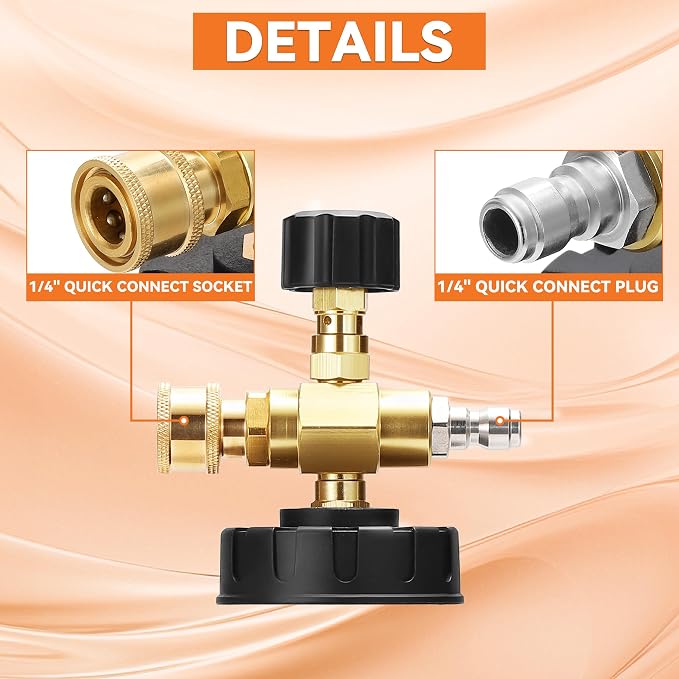 JOEJET Chemical Injector for Pressure Washer with 3 Curved Wands, 1 Liter | Adjustable Power Washer Soap Injector with Nozzle, 30°90°120° Stainless Steel Rods, 1/4 Inch Quick Connect, 3600 PSI