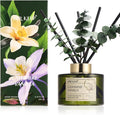 Reed Diffuser Set with 6.76 fl oz Cashmere Vanilla Scent Essential Oils and 3 Leaves & 8 Diffuser Sticks,Bathroom Shelf Decor & Air Freshener, House Bedroom Office Decor & Gifts