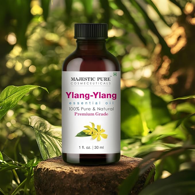 Majestic Pure Ylang Ylang Essential Oil for Diffuser - 4 Fl Oz | 100% Natural Essentials Oils Ideal for Relaxing Tense Mood, Eliminating Odor, Creating Peaceful Atmosphere for Sleep & Work