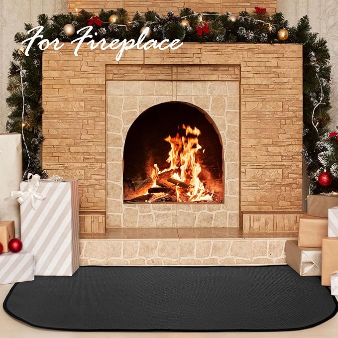 INNO STAGE Fireplace Rugs Blanket Fire Resistant 24 X 42 X 0.04 Inch | D Shape, Fire-proof Hearth Mat Carpet, Protector in Front of Stove, Decks, Indoor, Outdoor, Fire Pit, Grill&Floor