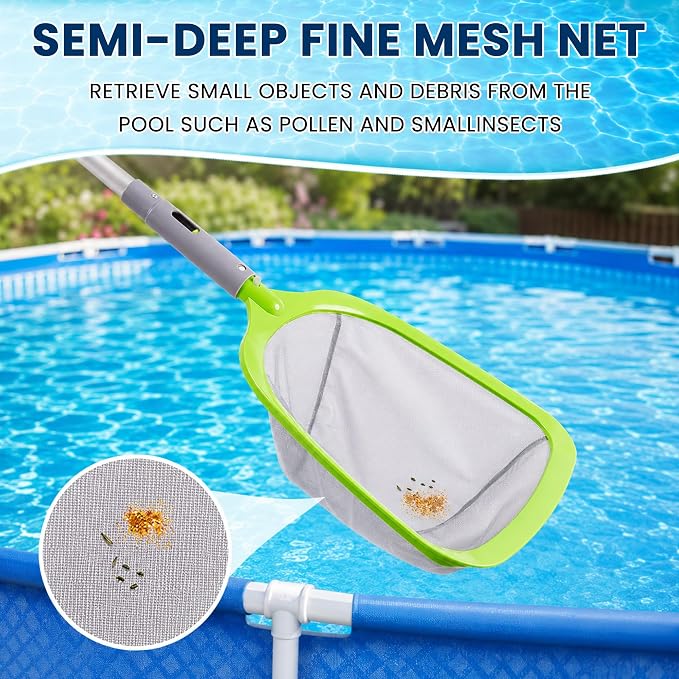 Sepetrel Deluxe Swimming Pool Cleaning Kit with Spa Jet Vacuum Cleaner,Brush, Semi-deep Skimmer Net & Adjustable 57.5-inch Pole,Ideal for Cleaning Above Ground,Inflatable Pools