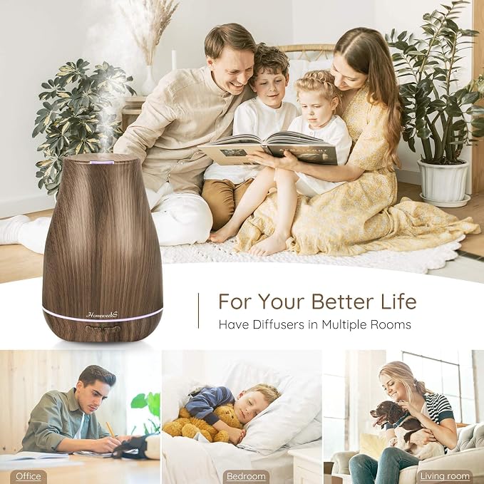 Homeweeks Essential Oil Diffuser for Room 100 ML 1 Pack | Aromatherapy Scent Diffuser Adjustable Mist Mode, Cool Mist, Auto Off Ultrasonic Aroma Fragrance Diffuser for Bedroom Office