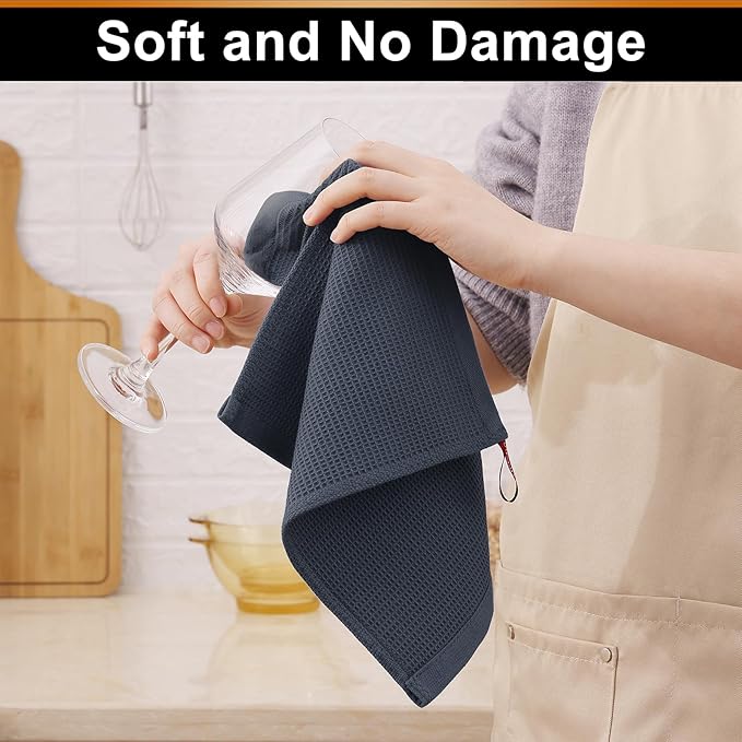 Homaxy 100% Cotton Waffle Weave Dish Cloths - 6 Pack Soft and Absorbent Dish Towels - 12 x 12 Inches Quick Dry Dish Rags - Mixed Color