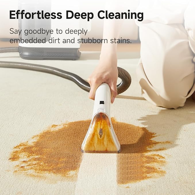 uwant Portable Carpet Cleaner with Steam& Hot Water System 18Kpa Powerful Suction Carpet Cleaner with 4 Cleaning Tools& Solution 2 in 1 Upholstery Cleaner Steam Cleaner for Pets, Car (Small 18Kpa)