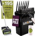 Neater Pet Brands Lift N’ Bag 2.0 Dog Pooper Scooper with Bag Attachment & 22" Pole for Small to Large Dogs, New & Improved Design, 195 Refill Bags, Heavy Duty Dog Poop Scooper for Yard, One-Hand Use