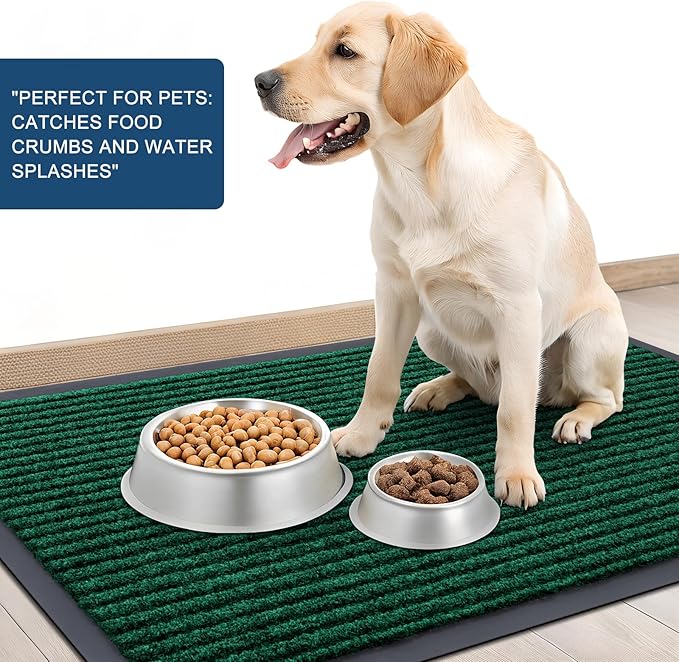 OLANLY Front Door Mat Indoor Outdoor Entrance, Waterproof Heavy Duty Doormat, Fade Resistant, Low Profile, Easy Clean Patio Porch Welcome Floor Mats for Entry, 40x32, Green