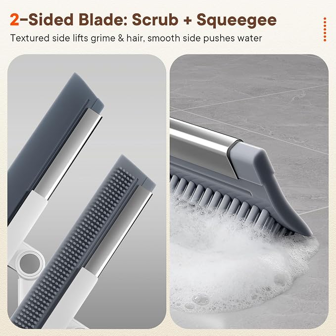 Extra-Wide Floor Squeegee, Scrubbing Teeth, Telescopic Handle | Large Floor Squeegee for Water Removal and Pet Hair on Concrete Garage Floors, Patios, Decks, Workshops and Basements