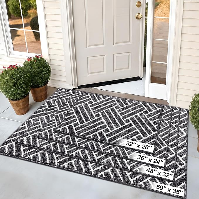 OLANLY Large Indoor Door Mat, 71x47 Inch, Dirt Resistant and Absorbent, Non-Slip Rubber Backing Floor Mats, Easy Clean Low-Profile Doormat for Entryway, Front Door, and Inside Entrance, Black
